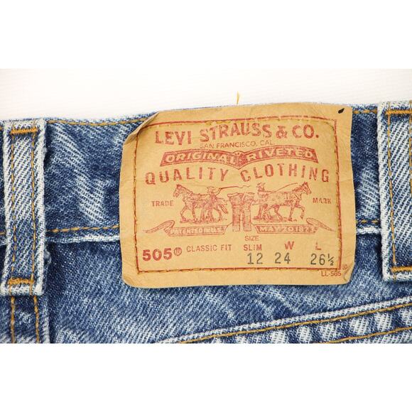 90s Vintage Levi's 505 Slim High Waisted Boho Festival Petite Y2K Denim Jeans 22 - Picture 6 of 6